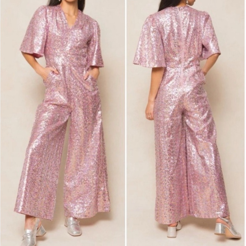 Ivy City Co “Bejeweled” Shimmering Pink Sequin Jumpsuit- RARE